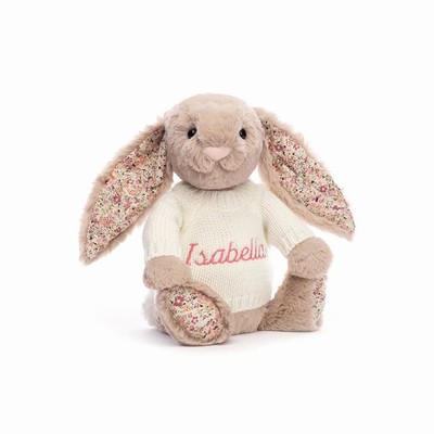 Jellycat Blossom Bea Beige Bunny with Cream Jumper UK | 67048VGNI